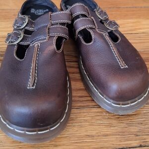 Womens Vintage Dr Martens Mary Jane Clog Brown Leather